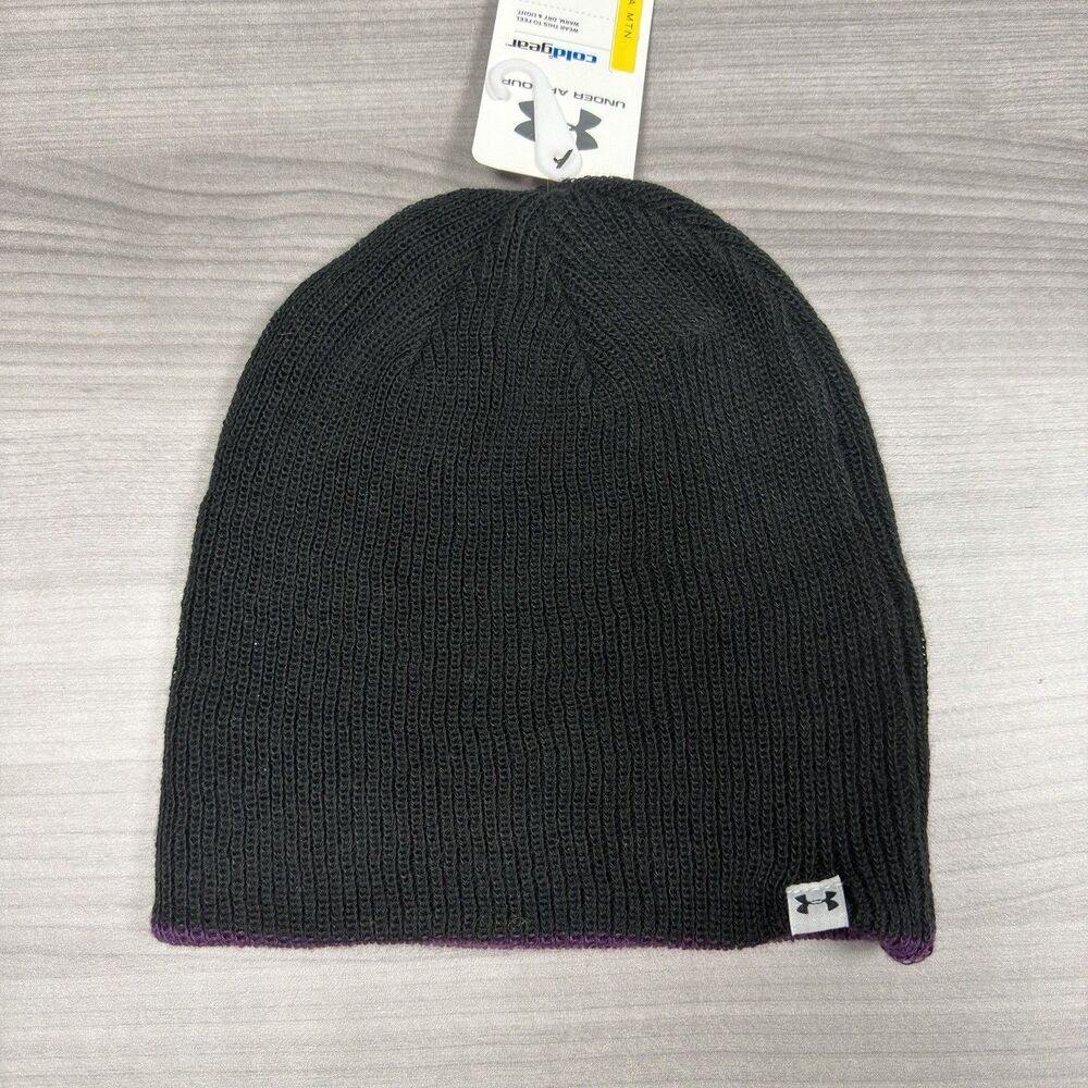 Under Armour Cold Gear Performance Black Purple Women Beanie Hat Cap 2013 NWT